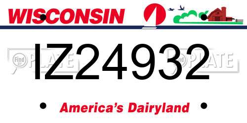 IZ24932 Wisconsin License Plate