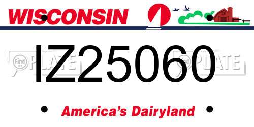IZ25060 Wisconsin License Plate