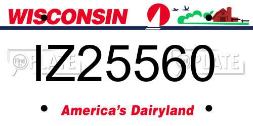 IZ25560 Wisconsin License Plate