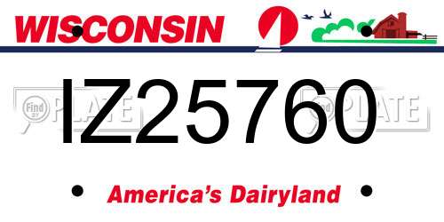IZ25760 Wisconsin License Plate