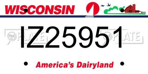 IZ25951 Wisconsin License Plate