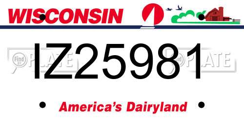 IZ25981 Wisconsin License Plate
