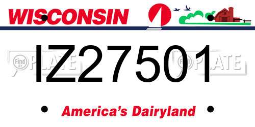 IZ27501 Wisconsin License Plate