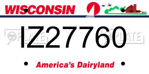 IZ27760 Wisconsin License Plate