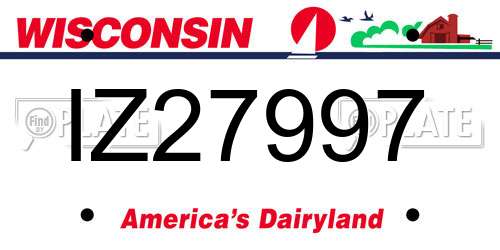IZ27997 Wisconsin License Plate