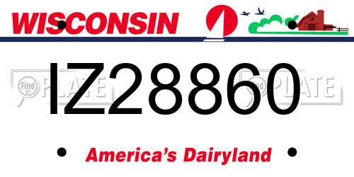 IZ28860 Wisconsin License Plate