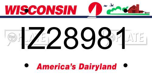 IZ28981 Wisconsin License Plate