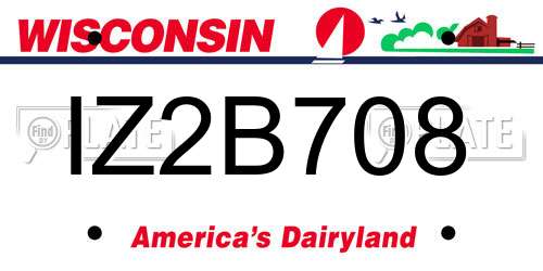IZ2B708 Wisconsin License Plate