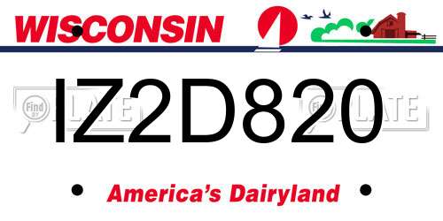 IZ2D820 Wisconsin License Plate