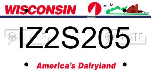 IZ2S205 Wisconsin License Plate