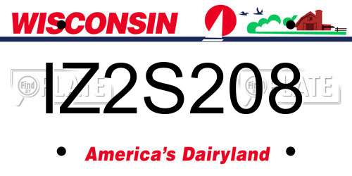 IZ2S208 Wisconsin License Plate