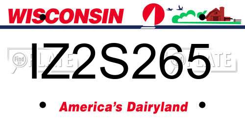 IZ2S265 Wisconsin License Plate
