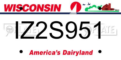 IZ2S951 Wisconsin License Plate