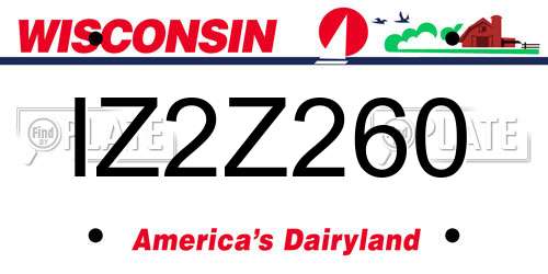 IZ2Z260 Wisconsin License Plate