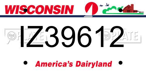 IZ39612 Wisconsin License Plate