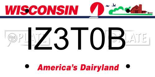 IZ3T0B Wisconsin License Plate