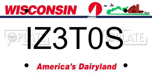 IZ3T0S Wisconsin License Plate