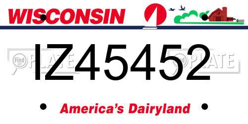 IZ45452 Wisconsin License Plate