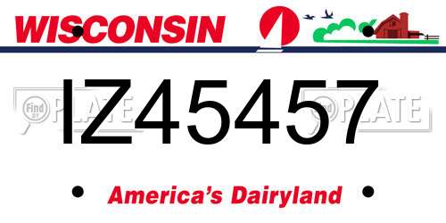 IZ45457 Wisconsin License Plate