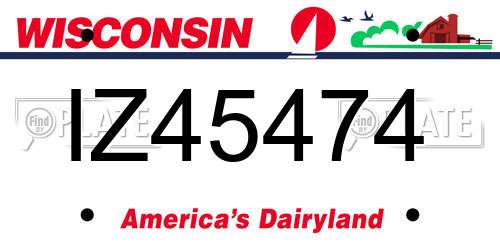 IZ45474 Wisconsin License Plate