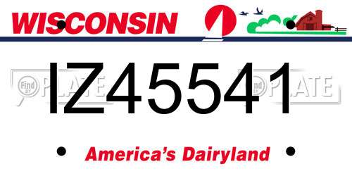 IZ45541 Wisconsin License Plate