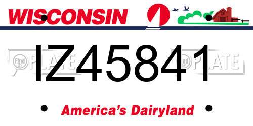 IZ45841 Wisconsin License Plate