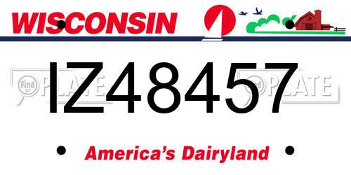IZ48457 Wisconsin License Plate