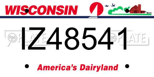 IZ48541 Wisconsin License Plate