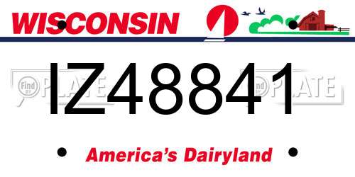 IZ48841 Wisconsin License Plate