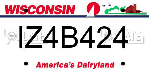 IZ4B424 Wisconsin License Plate