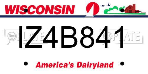 IZ4B841 Wisconsin License Plate