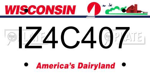 IZ4C407 Wisconsin License Plate