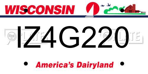 IZ4G220 Wisconsin License Plate