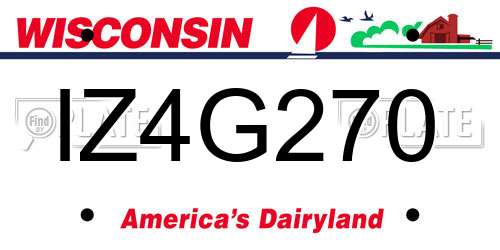 IZ4G270 Wisconsin License Plate