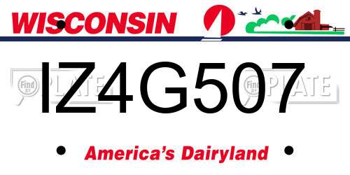 IZ4G507 Wisconsin License Plate