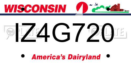 IZ4G720 Wisconsin License Plate
