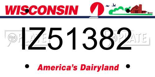 IZ51382 Wisconsin License Plate
