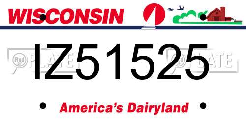 IZ51525 Wisconsin License Plate