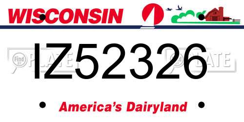 IZ52326 Wisconsin License Plate