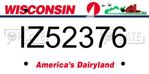 IZ52376 Wisconsin License Plate