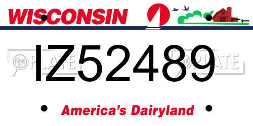 IZ52489 Wisconsin License Plate