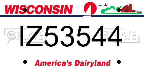 IZ53544 Wisconsin License Plate