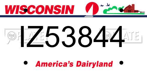 IZ53844 Wisconsin License Plate