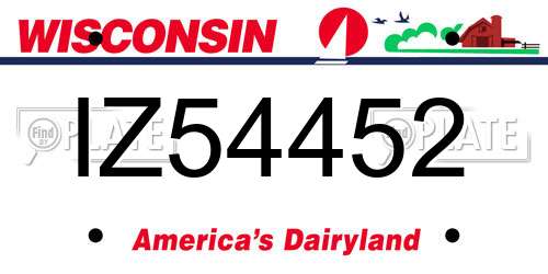 IZ54452 Wisconsin License Plate