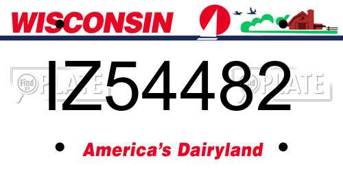 IZ54482 Wisconsin License Plate