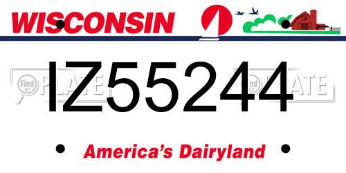 IZ55244 Wisconsin License Plate
