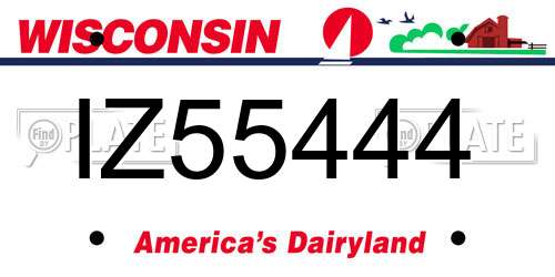 IZ55444 Wisconsin License Plate