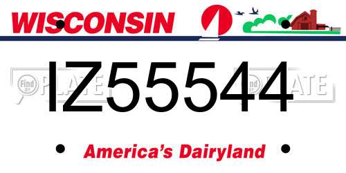 IZ55544 Wisconsin License Plate
