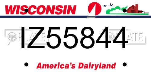 IZ55844 Wisconsin License Plate