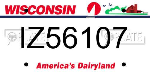 IZ56107 Wisconsin License Plate